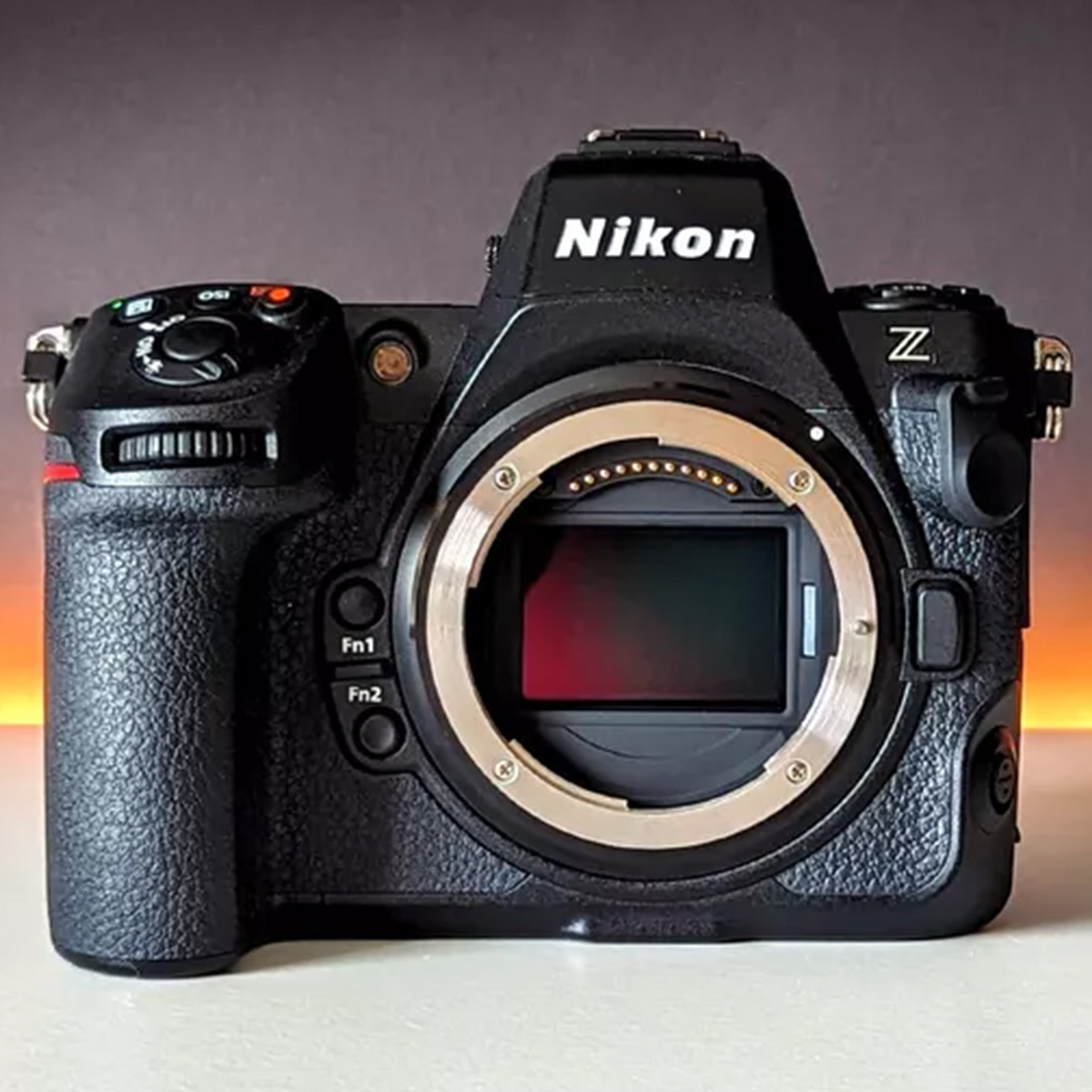 The Nikon Z8 body sat on a white surface