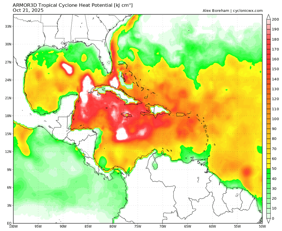 Tropical Cyclone Heat Potential for the Caribbean.