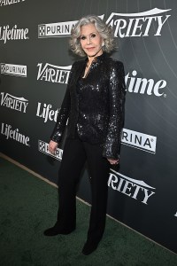 Jane Fonda wears shimmering black ensemble at Variety's 2025 Power of Women on Oct. 29, 2025 in Beverly Hills, Calif.