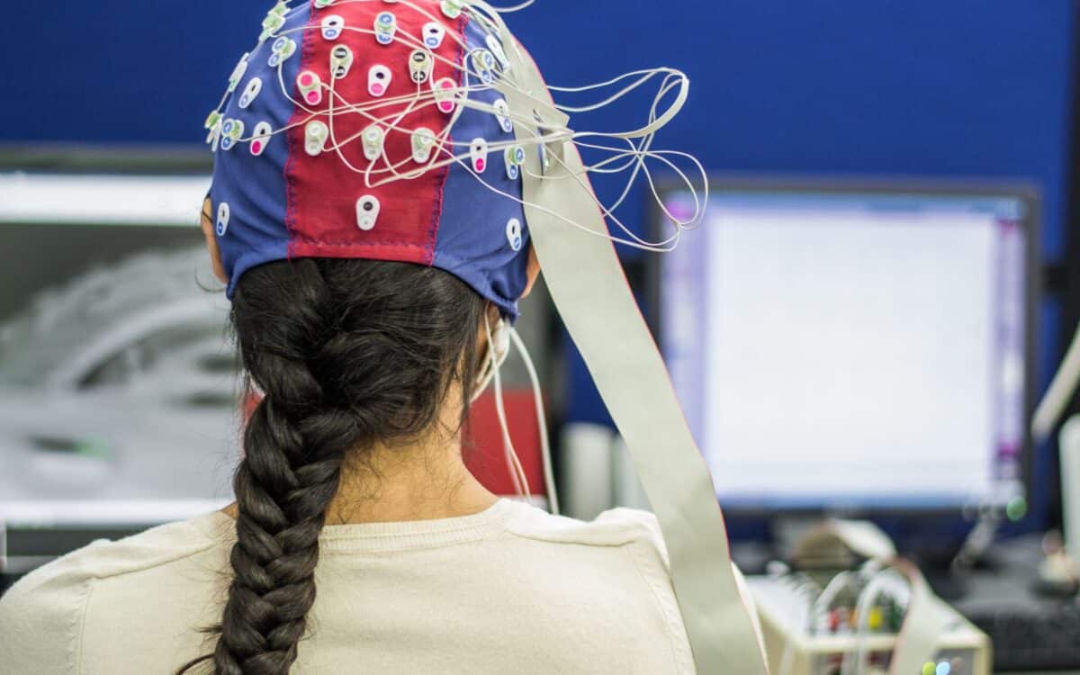 Woman Wearing Eeg Cap