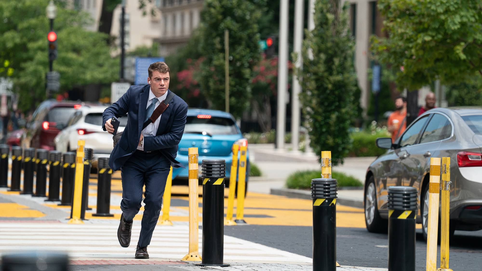Gabriel Basso as Deputy National Security Advisor Jake Baerington in "A House of Dynamite"