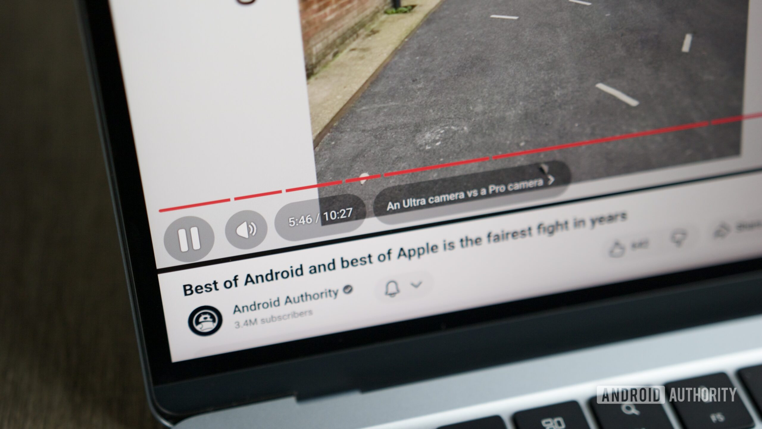 A photo of the new YouTube playback UI as of October 2025.