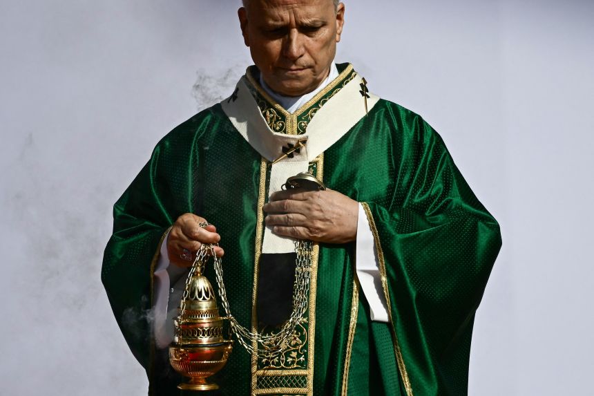 Pope Leo leads a mass in the Tor Vergata district of Rome as part of Jubilee of Youth in August.