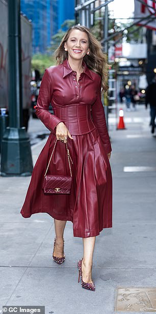 Lively, 38, celebrated what looked like a win by dressing up as an old lady for Halloween celebrations with husband Ryan Reynolds