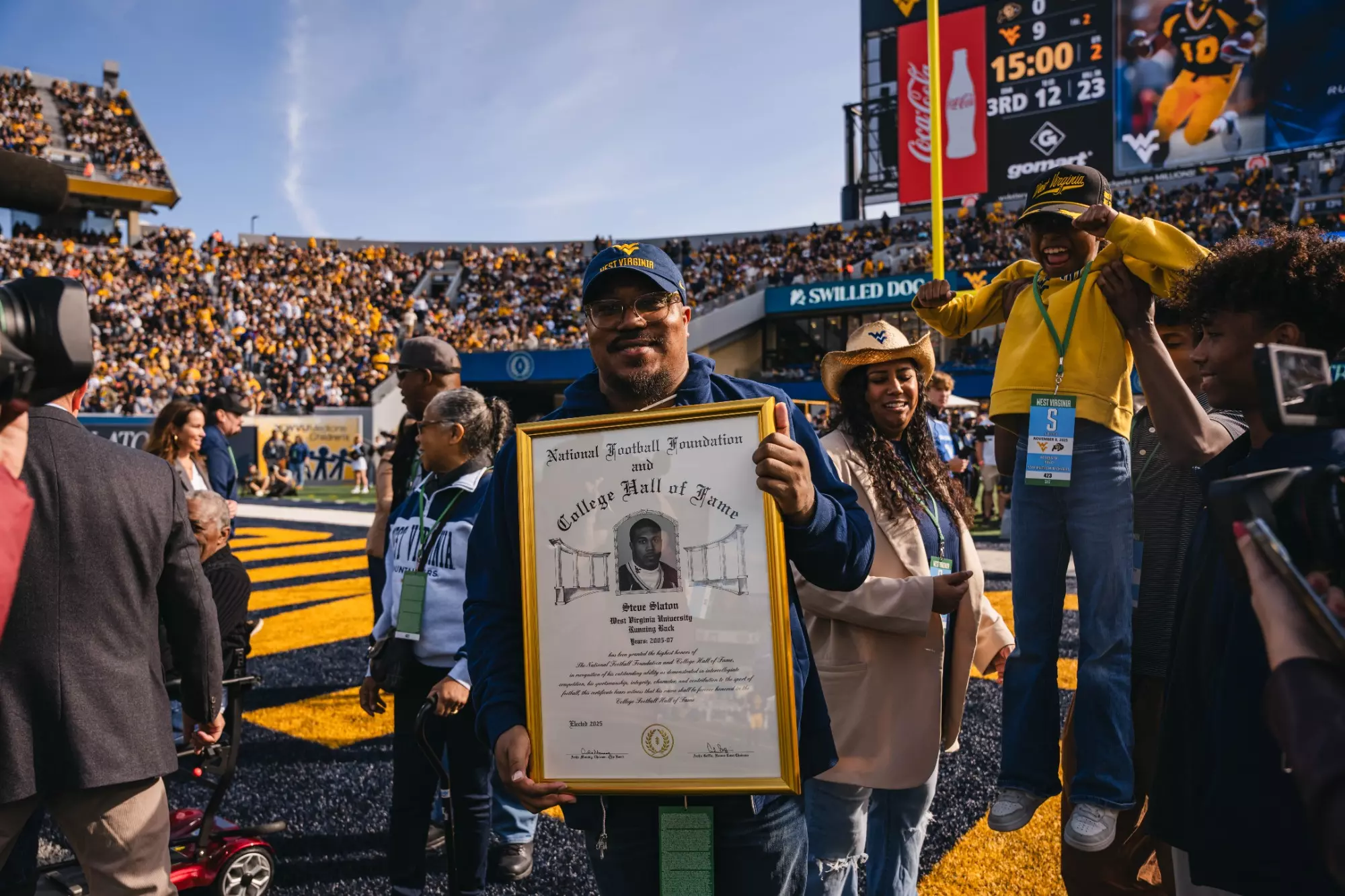 West Virginia running back Steve Slaton returns home to celebrate his induction into the NFF College Football Hall of Fame. 