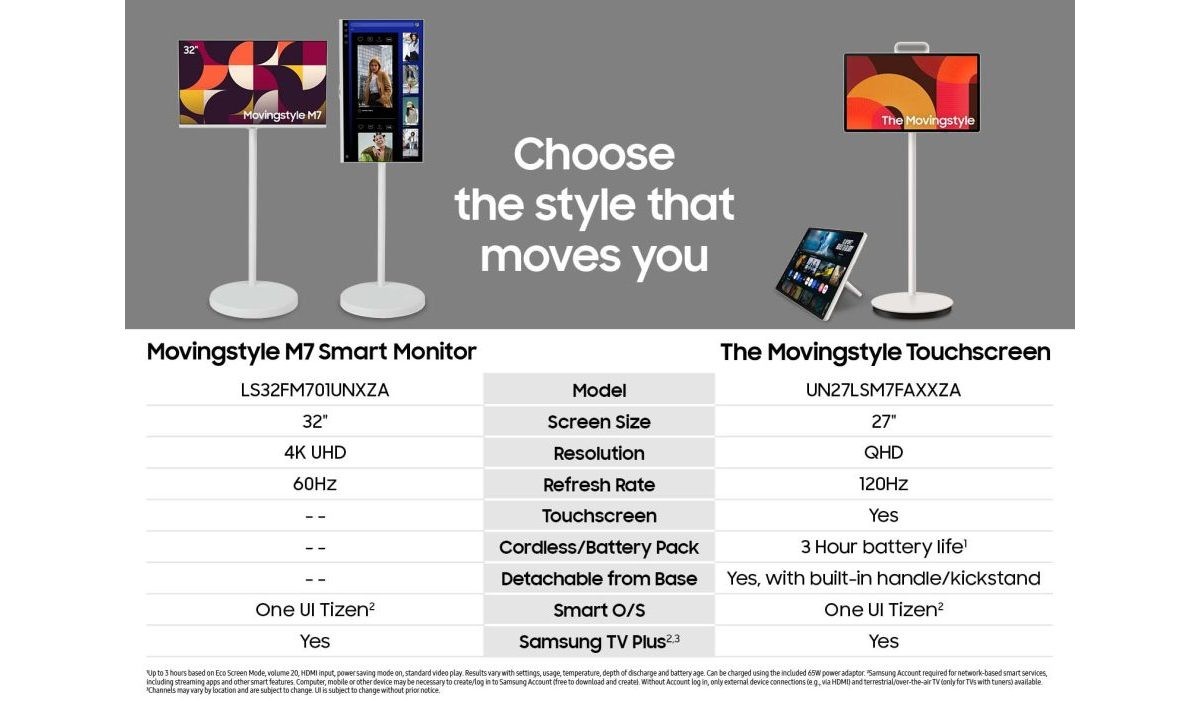 Samsung launches 27-inch and 32-inch Movingstyle smart portable monitors