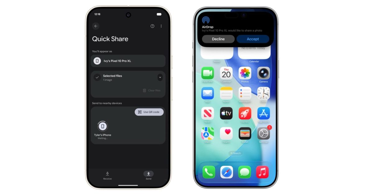  Android Quick Share now works with AirDrop on iPhone, starting on Pixel 10