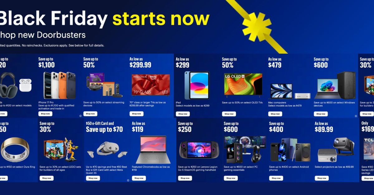  Best Buy’s official 2025 Black Friday sale is now live! Huge markdowns on Apple, gaming gear, appliances, more