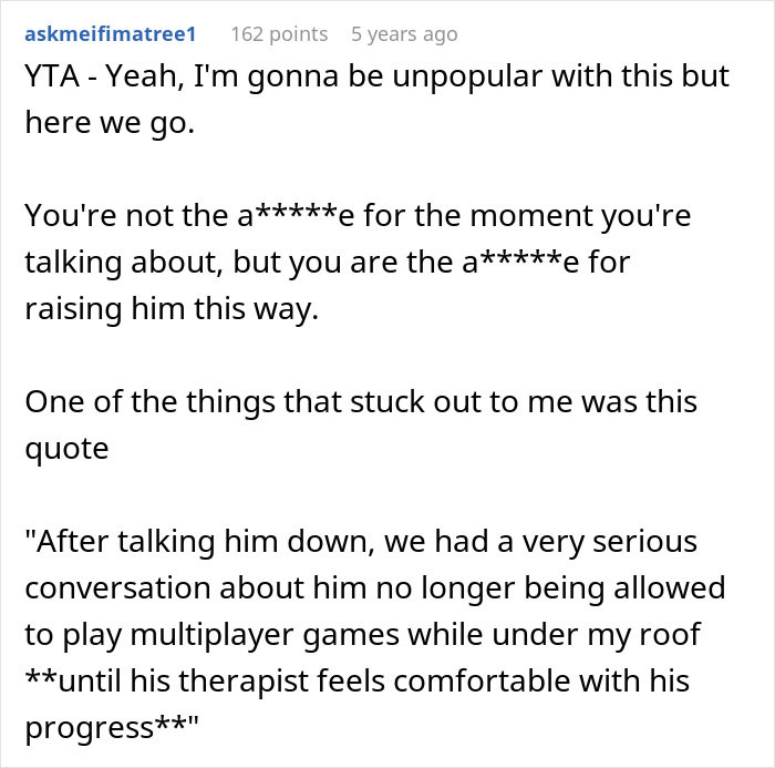 Reddit comment discussing a teen breaking a new chair and asking dad to replace it as it seems only fair.