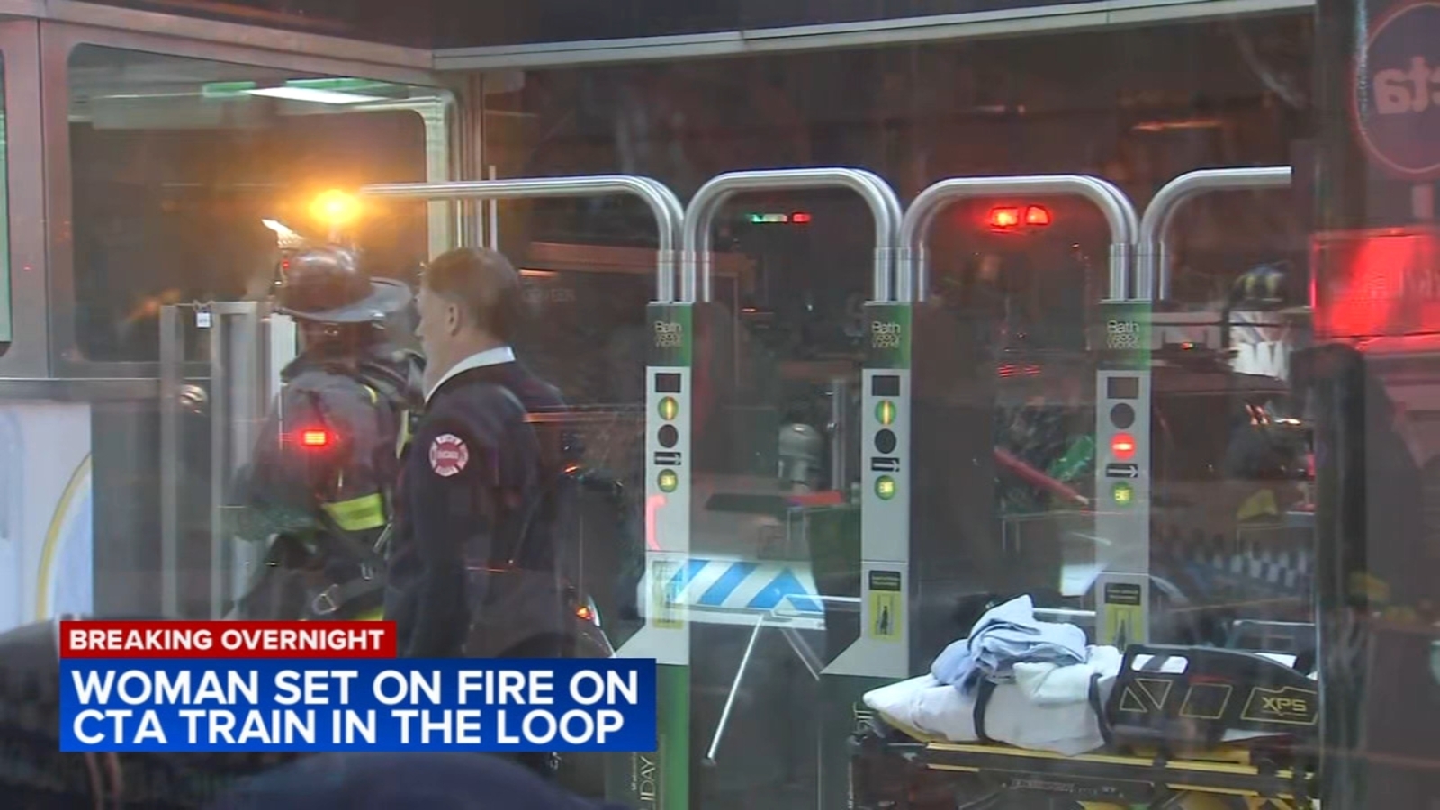  Woman set on fire on CTA Blue Line train near Clark and Lake station in Loop, Chicago police say