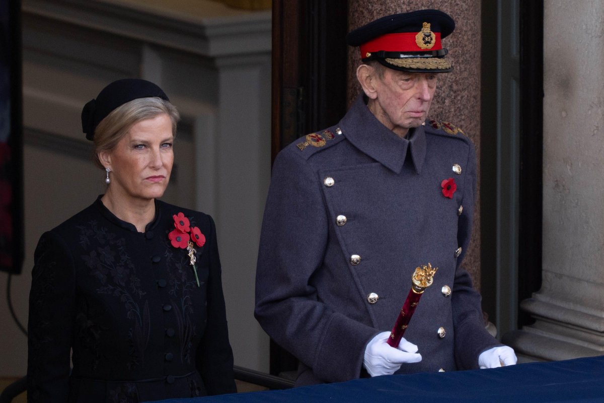 The Duchess of Edinburgh and the Duke of Kent attend the Remembrance Sunday service at the Cenotaph in London on November 9, 2025 (Stefan Rousseau/PA Images/Alamy)