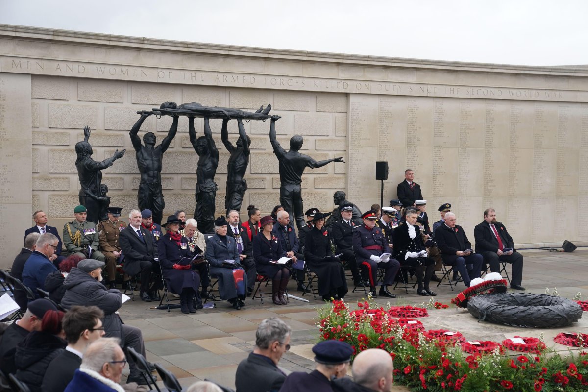 The Princess of Wales attends the Service of Remembrance to mark Armistice Day at the National Memorial Arboretum in Alrewas, Staffordshire, on November 11, 2025 (Joe Giddens/PA Images/Alamy)