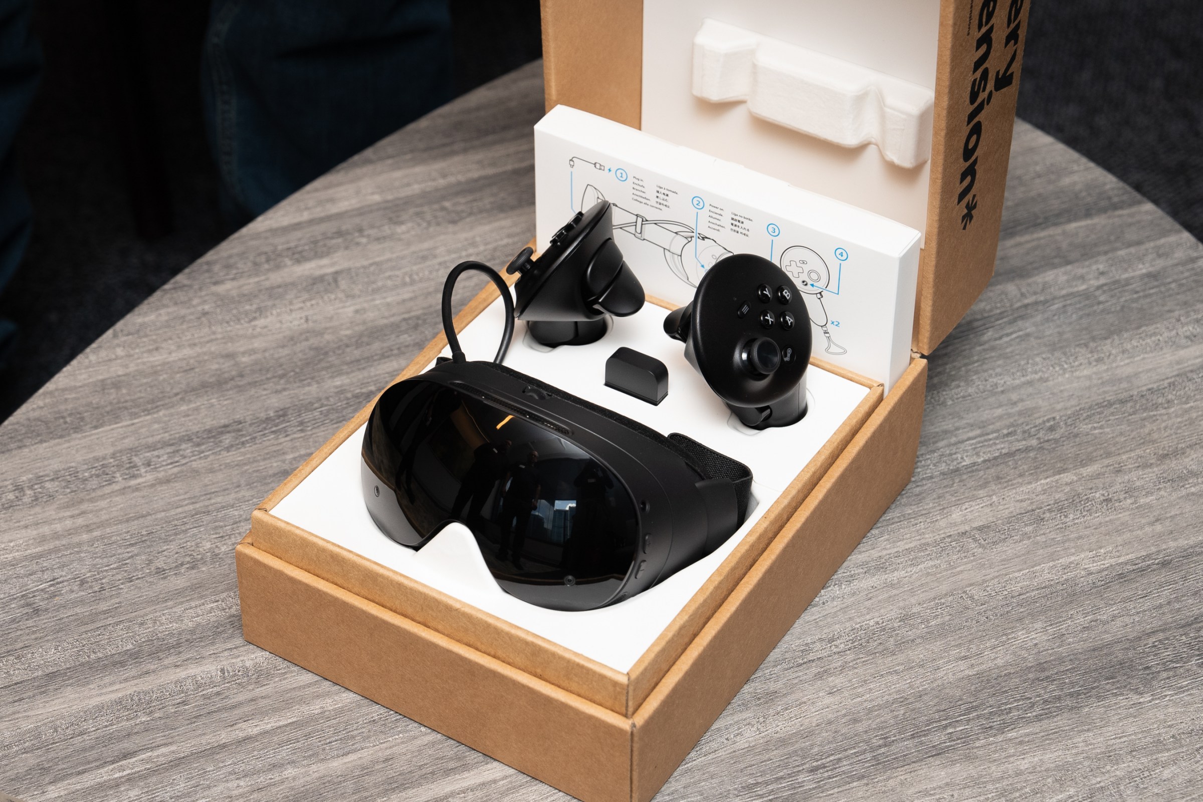 Valve’s Steam Frame headset in its box.