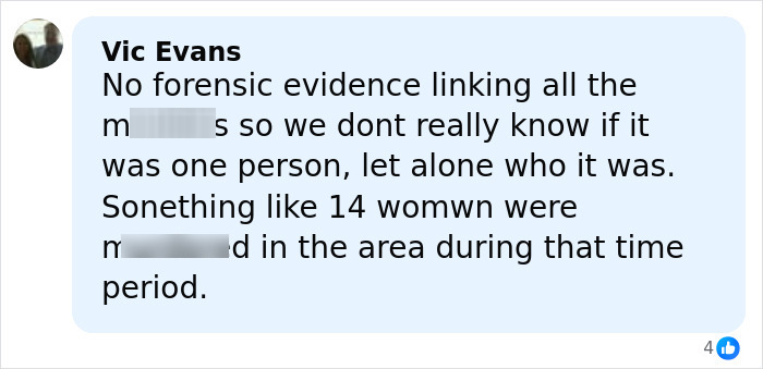 Comment discussing lack of forensic evidence linking suspects to Jack The Ripper's real identity after DNA breakthrough.