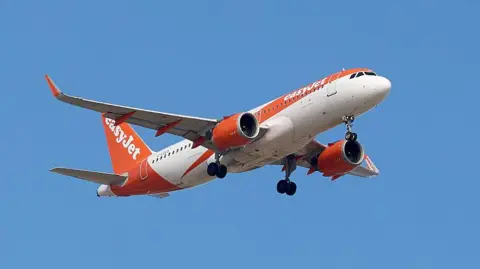 Getty Images An easyJet Airbus A320neo flying over a blue sky