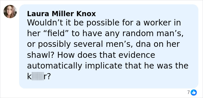 Comment from Laura Miller Knox questioning the DNA evidence linking Jack The Ripper’s real identity to the crime.