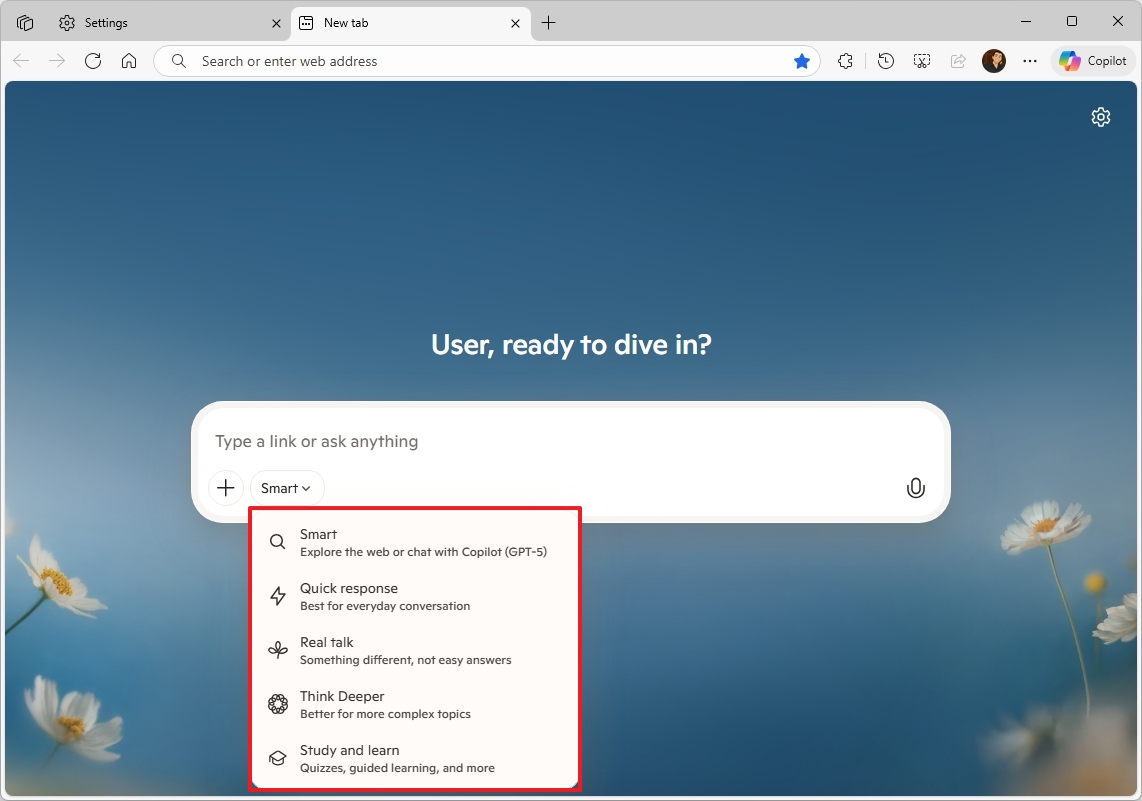 Edge New Tab with Copilot