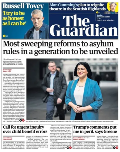 The headline on the front page of the Guardian reads: “Most sweeping reforms to asylum rules in a generation to be unveiled”.