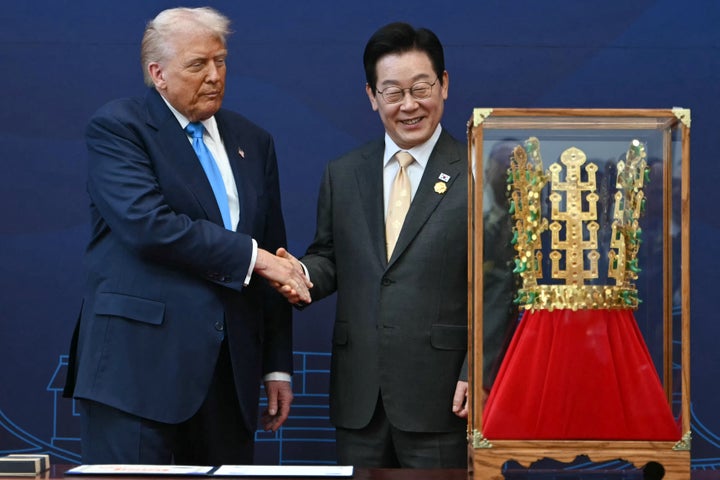 South Korean President Lee Jae Myung presented President Donald Trump with a golden crown.