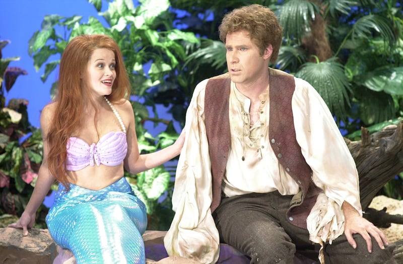 Reese Witherspoon as The Little Mermaid, Will Ferrell as the sailor, during "The Little Mermaid" skit on September 29, 2001