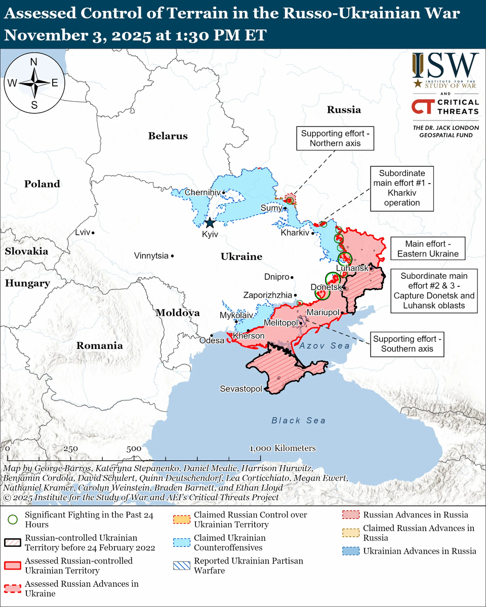  ISW Russian Offensive Campaign Assessment, Map and Update, November 3, 2025