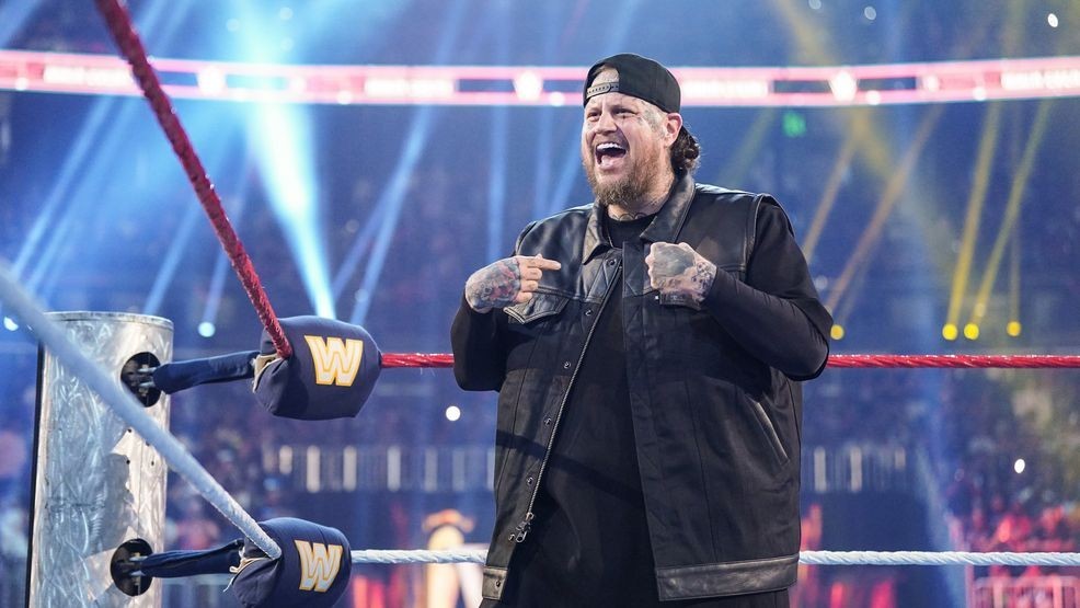 ATLANTA, GEORGIA - JULY 12: Jelly Roll enters the ring during Saturday Night's Main Event at State Farm Arena on July 12, 2025 in Atlanta, Georgia.  (Photo by Georgiana Dallas/WWE via Getty Images)