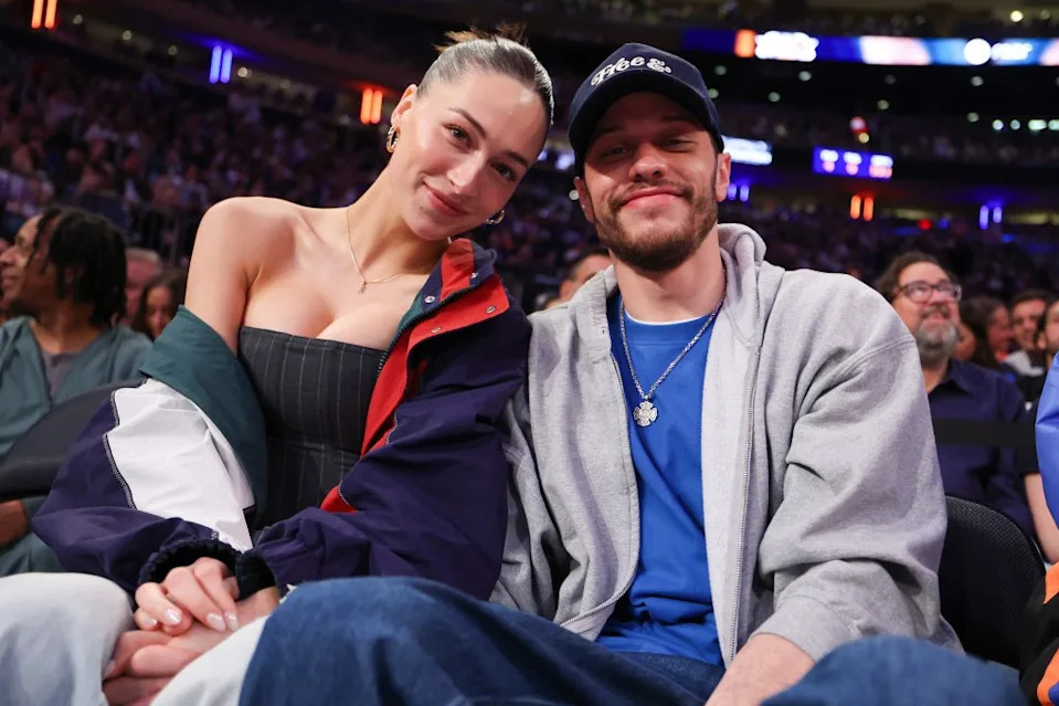 Elsie Hewitt and Pete Davidson at a New York Knicks game on May 16. Getty Images