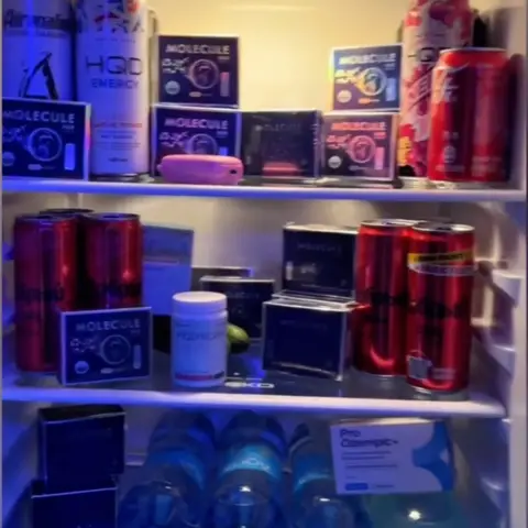 TikTok Clips shared on TikTok show fridges lined with soft drinks and blue boxes of Molecule