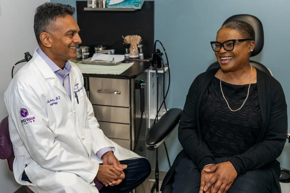 Robin Meeks, 56, visits Dr. Milan Amin at NYU Langone Health in New York City.