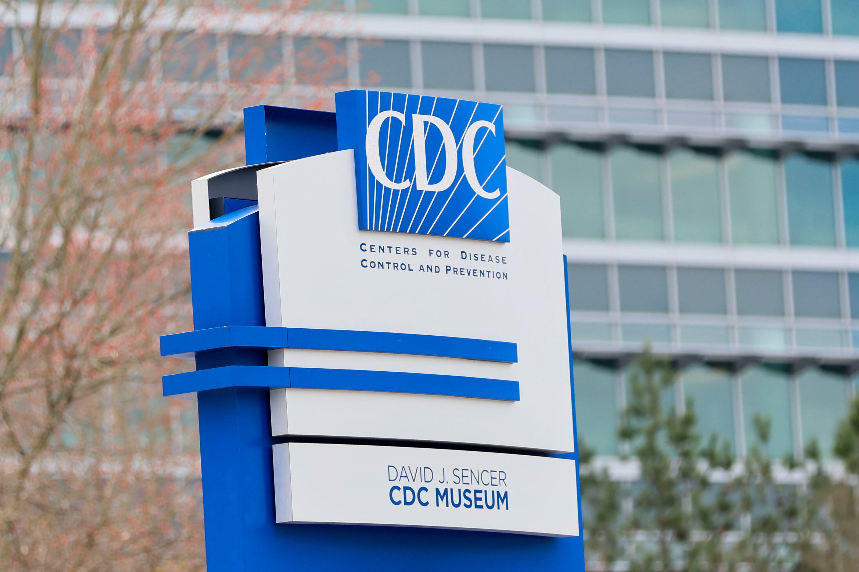 A sign with the CDC logo is displayed at the entrance to the agency's headquarters in Atlanta on March 2, 2025. (Miguel Martinez/Atlanta Journal-Constitution via AP, File)