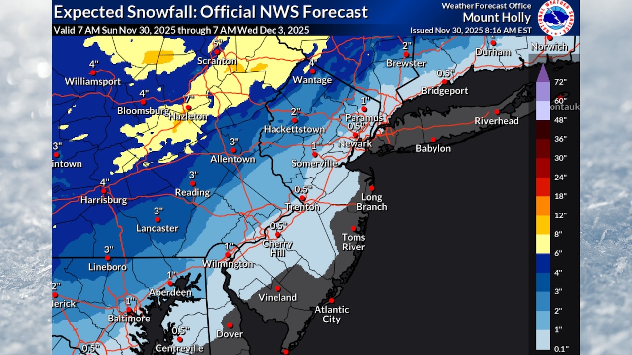  N.J. weather: Up to 4 inches of snow possible for parts of state Tuesday. Updated forecast.