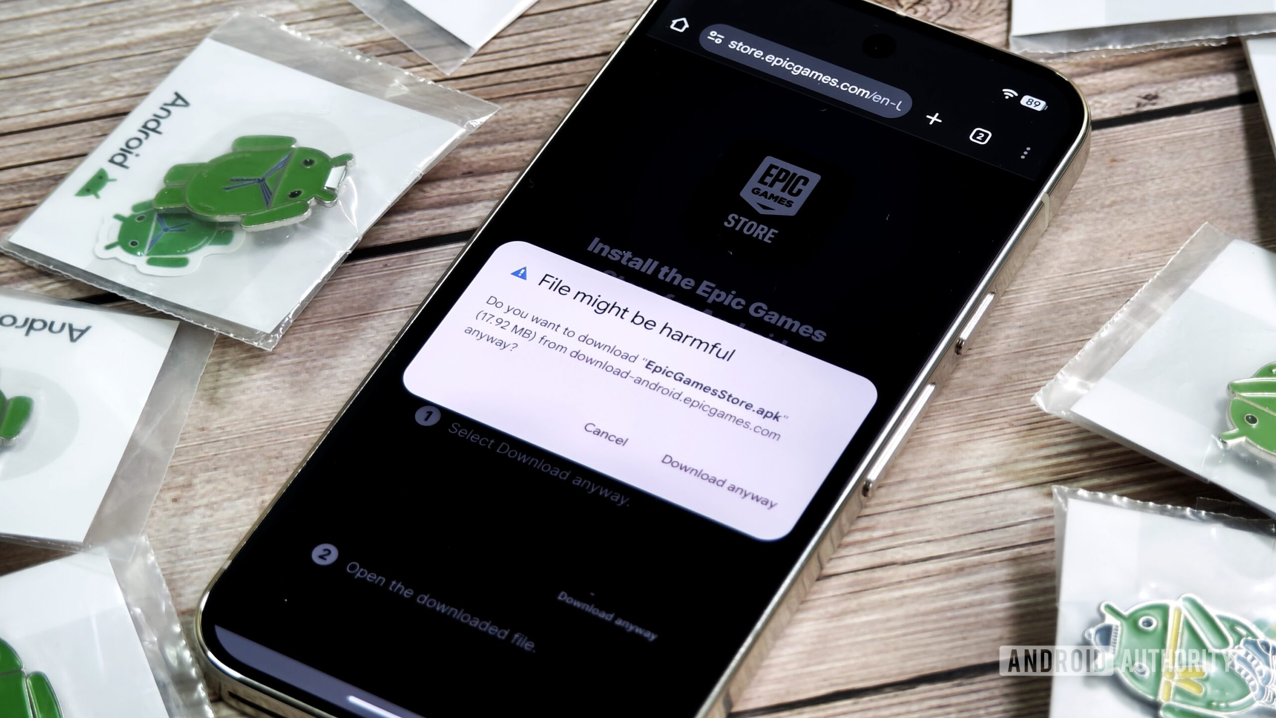 Downloading the Epic Games Store app on Android