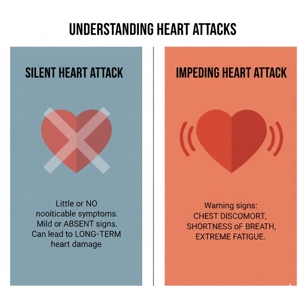 The most dangerous aspect of a silent attack is that the lack of obvious symptoms prevents the person from seeking immediate medical help. (Made using Gemini AI)