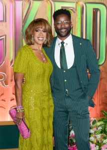 Gayle King and Nate Burleson at the "Wicked: For Good" New York Premiere held at Lincoln Center for the Performing Arts on November 17, 2025 in New York, New York. (Photo by John Nacion/Variety via Getty Images)
