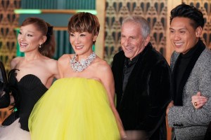 Ariana Grande, Michelle Yeoh, Marc E. Platt and Jon M. Chu at the "Wicked: For Good" New York Premiere held at Lincoln Center for the Performing Arts on November 17, 2025 in New York, New York. (Photo by John Nacion/Variety via Getty Images)