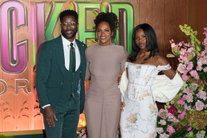 Nate Burleson, Atoya Burleson and Mia Pearl Burleson at the "Wicked: For Good" New York Premiere held at Lincoln Center for the Performing Arts on November 17, 2025 in New York, New York. (Photo by John Nacion/Variety via Getty Images)