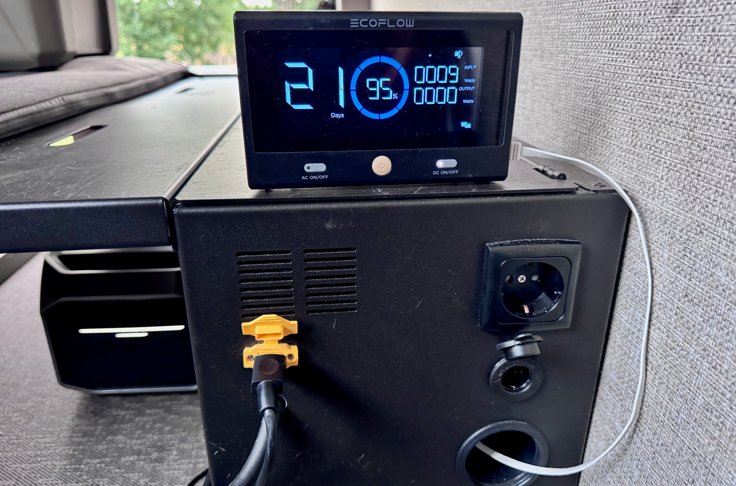 EcoFlow offers the option to have a dedicated wired display and control panel. It’s more convenient than launching the app to turn on / off AC and DC power or to monitor charging and battery percentage.