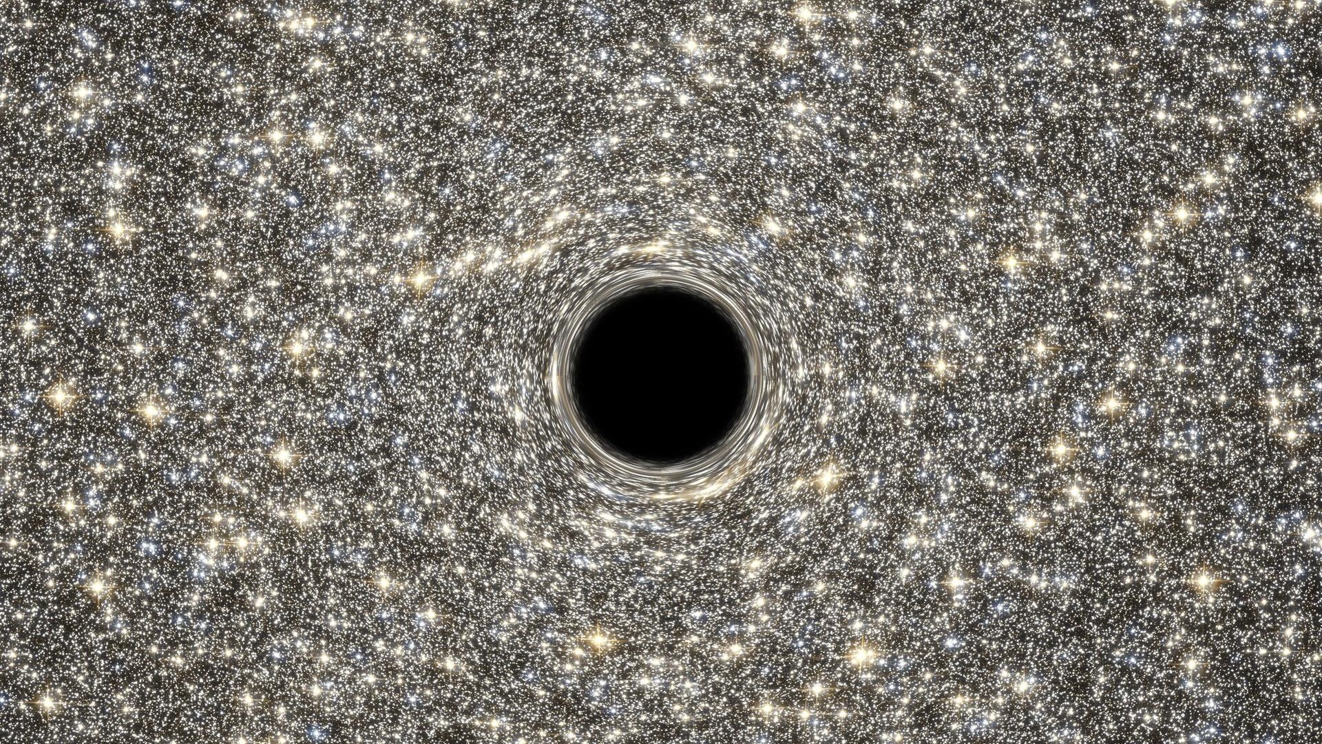 An artist's impression of black holes in starry outer space
