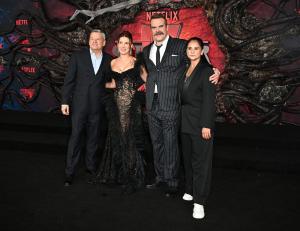 Ted Sarandos, Millie Bobby Brown, David Harbour and Bela Bajaria at the "Stranger Things" Season 5 World Premiere held at the TCL Chinese Theatre on November 06, 2025 in Los Angeles, California.