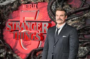 David Harbour at the "Stranger Things" Season 5 World Premiere held at the TCL Chinese Theatre on November 06, 2025 in Los Angeles, California.