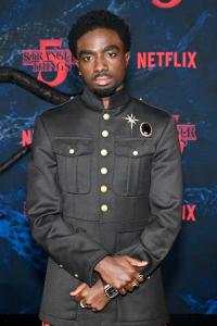 Caleb McLaughlin at the "Stranger Things" Season 5 World Premiere held at the TCL Chinese Theatre on November 06, 2025 in Los Angeles, California.