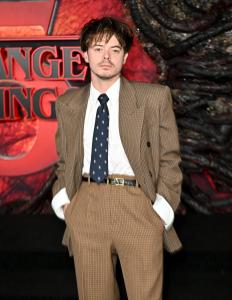 Charlie Heaton at the "Stranger Things" Season 5 World Premiere held at the TCL Chinese Theatre on November 06, 2025 in Los Angeles, California.