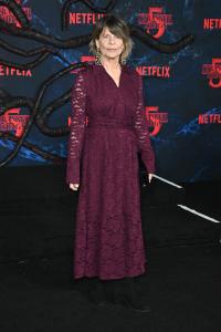 Linda Hamilton at the "Stranger Things" Season 5 World Premiere held at the TCL Chinese Theatre on November 06, 2025 in Los Angeles, California.