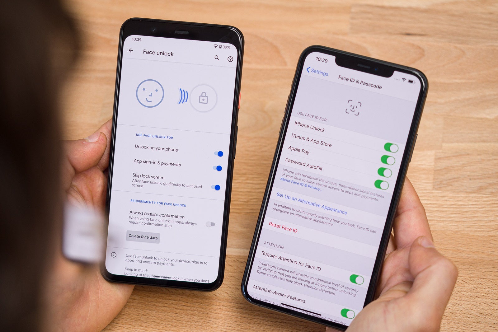 Face unlock features on the Google Pixel 4XL and iPhone 11 Pro Max. | Image credit – PhoneArena - Galaxy S27 Ultra may finally have a key security feature iPhones have had for years