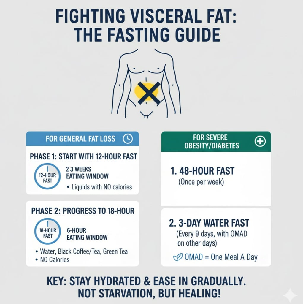 Fasting is promoted by Dr. Jamnadas as a means to enhance health and reduce visceral fat. (Google Gemini)