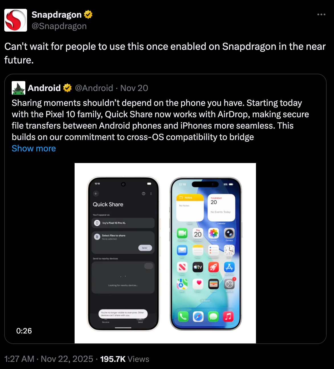 Snapdragon AirDrop Support X Post