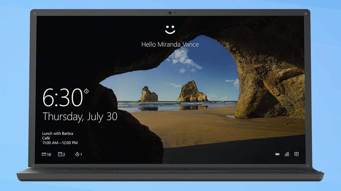 Windows Hello in action on a laptop