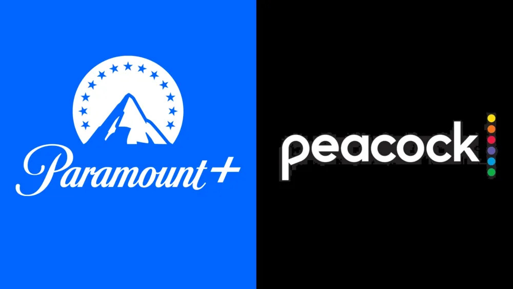Paramount Plus logo and Peacock logo