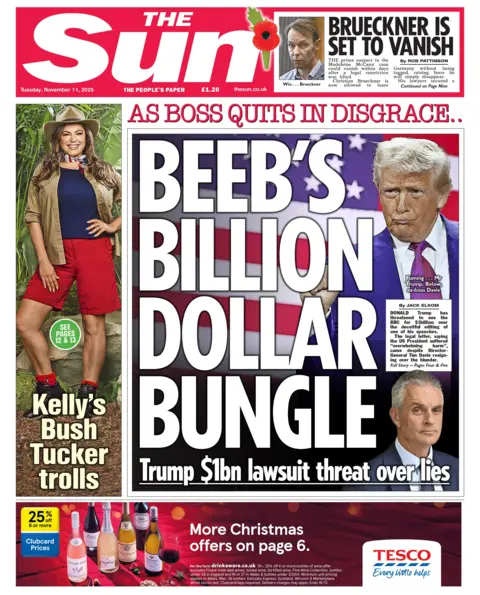 The headline on the front page of the Sun reads: "Beeb's billion dollar bungle"