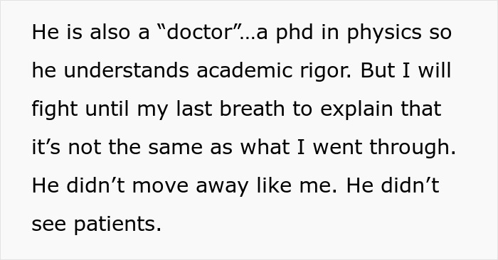 Text excerpt discussing a man with a PhD in physics explaining his unique academic and personal experiences.